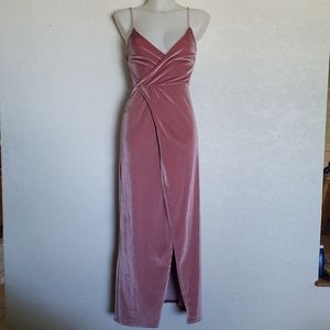 Girl Talk Sexy pink crush velvet maxi dress sz S/M